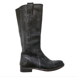 Blackstone Grey Black Pebbled Leather Tall Riding Boots Size 36 or 6